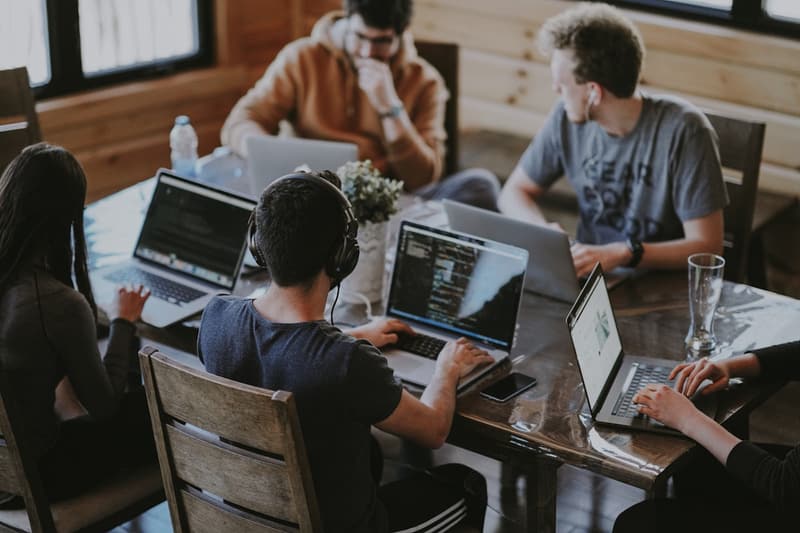 People at work in front of computers